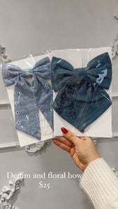 Denim and floral bows