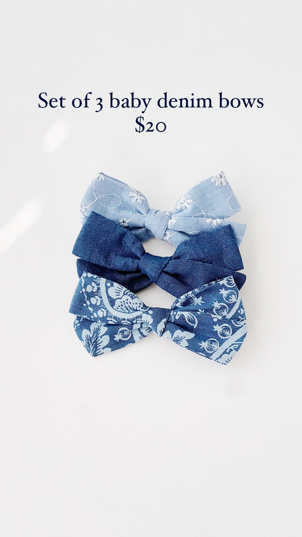 Set of 3 denim bows