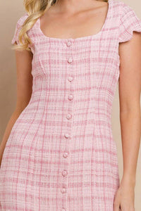 Pink Scalloped Tweed Mama Dress {RTS}