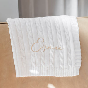 White Personalized Baby Blanket