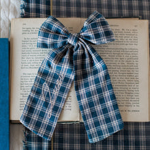 Load image into Gallery viewer, Navy Plaid Monogrammed Bow

