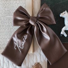 Load image into Gallery viewer, Chocolate Personalized Leather Bow
