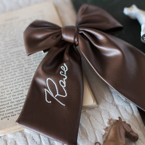 Chocolate Personalized Leather Bow