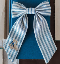 Load image into Gallery viewer, Navy Teddy Striped Bow
