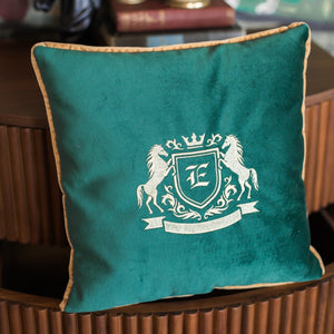 Monogrammed Velour Green Pillow