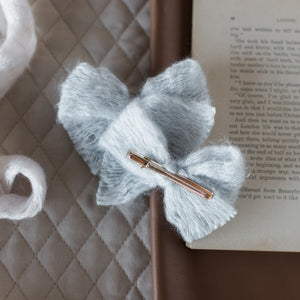 Gray Blue Knit Baby Bows