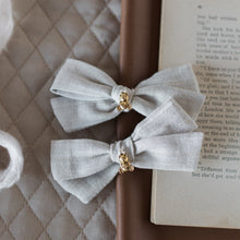 Load image into Gallery viewer, Linen Gold Teddy Bows
