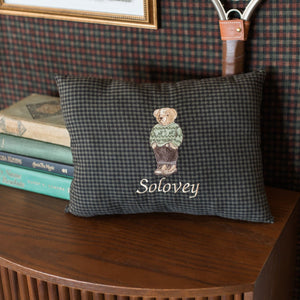 Green and Black Polo Bear Personalized Pillow