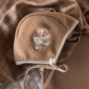 Teddy Bear Bonnet Bib Set