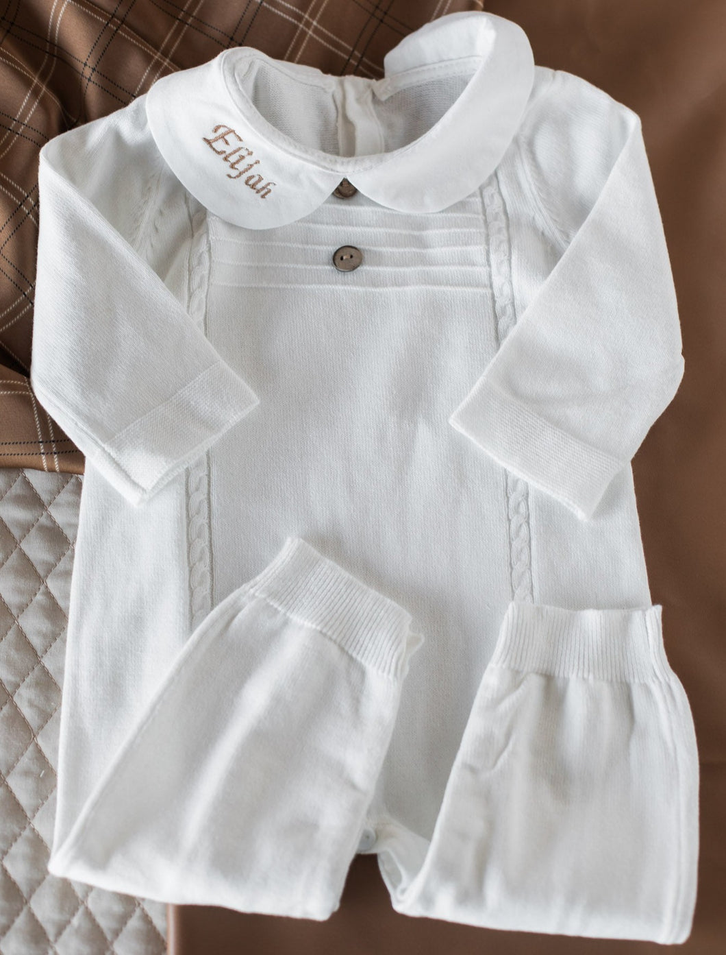 White Personalized Knit Romper