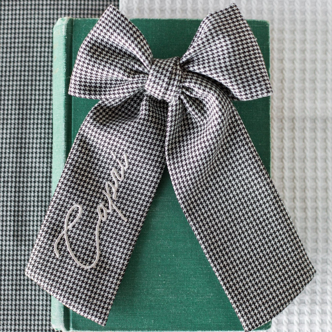 Houndstooth Monogrammed Bow