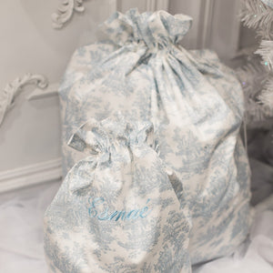 Blue Toile Santa Sack