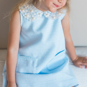 Blue Daisy Tweed Dress