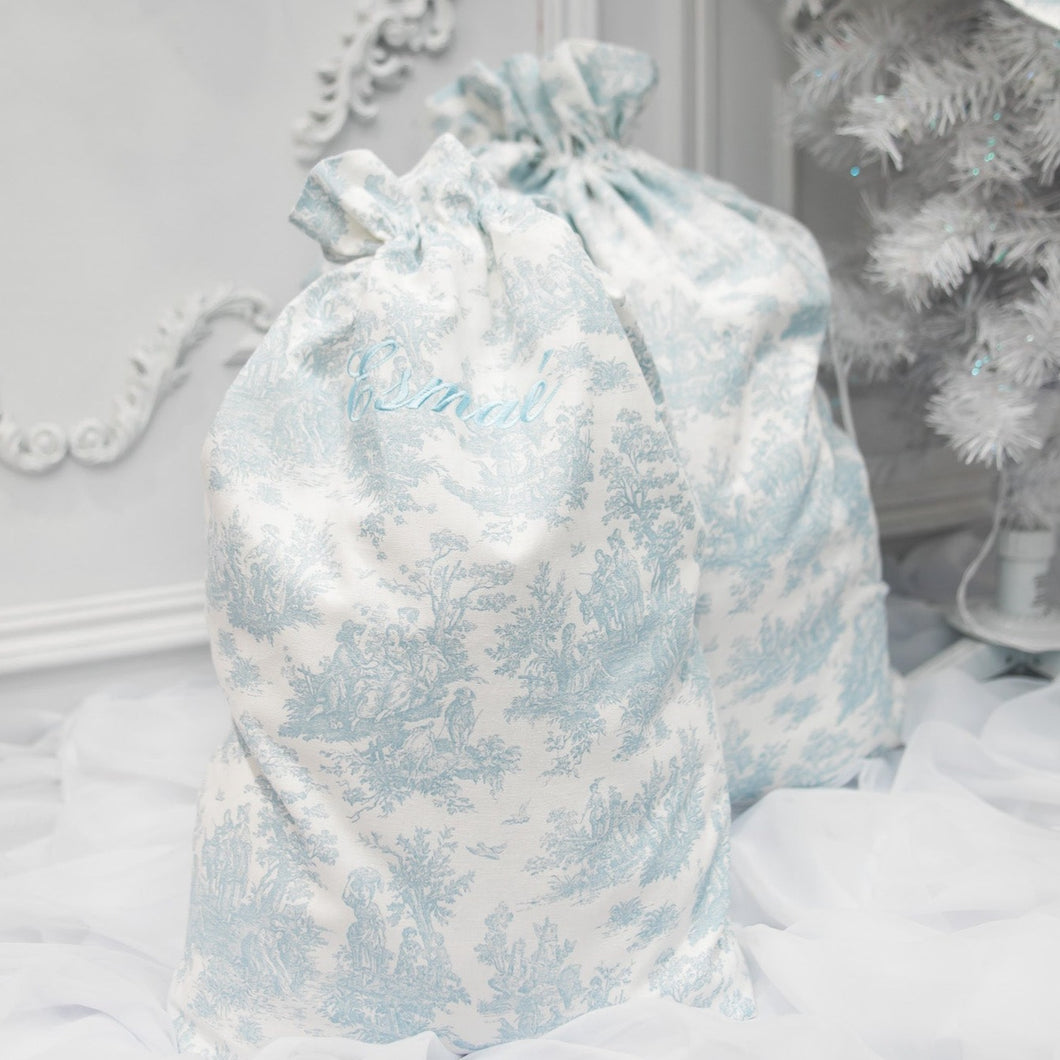 Blue Toile Santa Sack