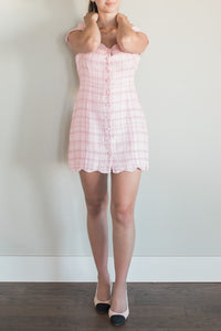 Pink Scalloped Tweed Mama Dress {RTS}