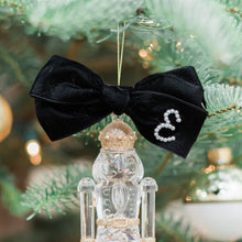 Load image into Gallery viewer, Black Mini Velvet Bespoke Initial Bow
