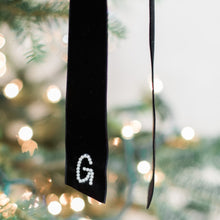 Load image into Gallery viewer, Black Luxe Long Velvet Initial Bow
