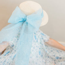 Load image into Gallery viewer, Sparkly Blue Bespoke Girls Straw Hat {RTS}
