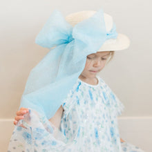 Load image into Gallery viewer, Sparkly Blue Bespoke Girls Straw Hat {RTS}
