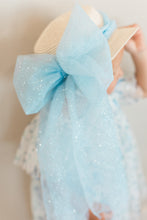 Load image into Gallery viewer, Sparkly Blue Bespoke Girls Straw Hat {RTS}
