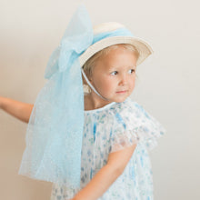 Load image into Gallery viewer, Sparkly Blue Bespoke Girls Straw Hat {RTS}
