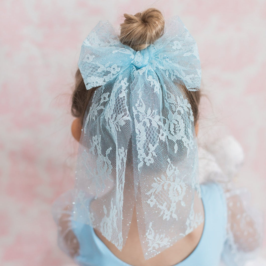 Shimmer and Lace Baby Blue Bow {Limited Few}