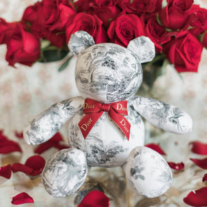 Toile Gray and White Teddy Bear