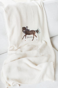 Knit Ivory Horse Blanket Throw