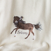 Load image into Gallery viewer, Knit Ivory Horse Blanket Throw
