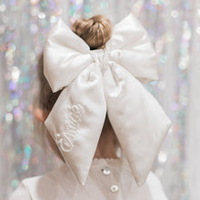 Load image into Gallery viewer, Ivory Puffy Beaded Bow
