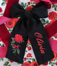 Load image into Gallery viewer, Personalized Black Rose Bow
