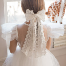 Load image into Gallery viewer, Heirloom Velvet White Lace Bow
