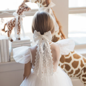 Heirloom Velvet White Lace Bow