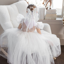 Load image into Gallery viewer, White Satin Tulle Pearl Bow With Tulle
