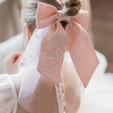 Load image into Gallery viewer, Pink Satin Tulle Pearl Bow With Tulle
