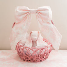 Load image into Gallery viewer, Pink Toile Pearl Easter Basket Bow &amp; Bunny

