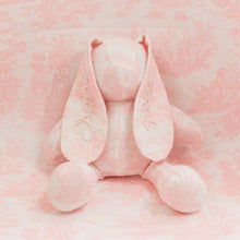 Load image into Gallery viewer, Pink Toile Pearl Easter Basket Bow &amp; Bunny
