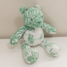 Load image into Gallery viewer, Green Toile Teddy Bear
