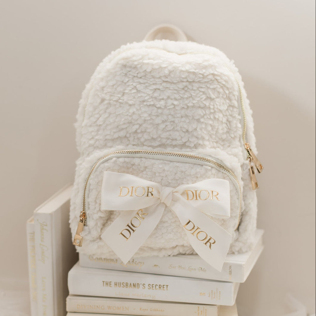 J'adore White Furry Backpack