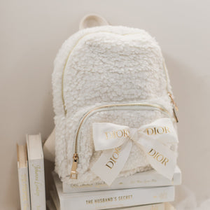 J'adore White Furry Backpack