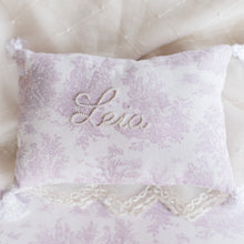 Load image into Gallery viewer, Mini Newborn Lavender Toile Personalized Pillow
