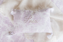 Load image into Gallery viewer, Mini Newborn Lavender Toile Personalized Pillow
