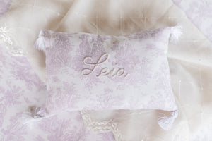 Mini Newborn Lavender Toile Personalized Pillow