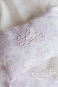 Mini Newborn Lavender Toile Personalized Pillow