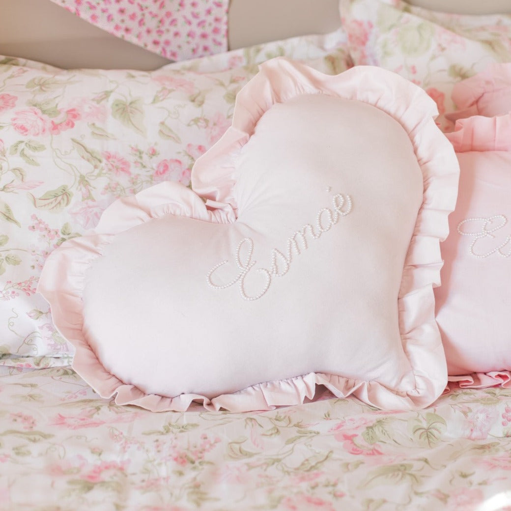 Pink Heart Pearl Bespoke Pillow