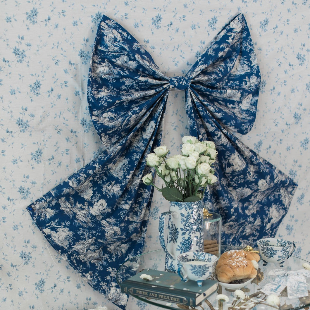 Navy French Toile Bow {Life size}