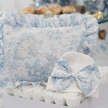 Load image into Gallery viewer, Toile Ruffle Pearl Bespoke Pillow
