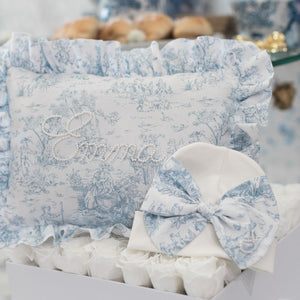 Toile Ruffle Pearl Bespoke Pillow