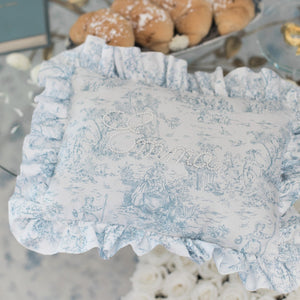 Toile Ruffle Pearl Bespoke Pillow