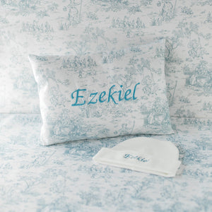 Mini Newborn Toile Personalized Pillow